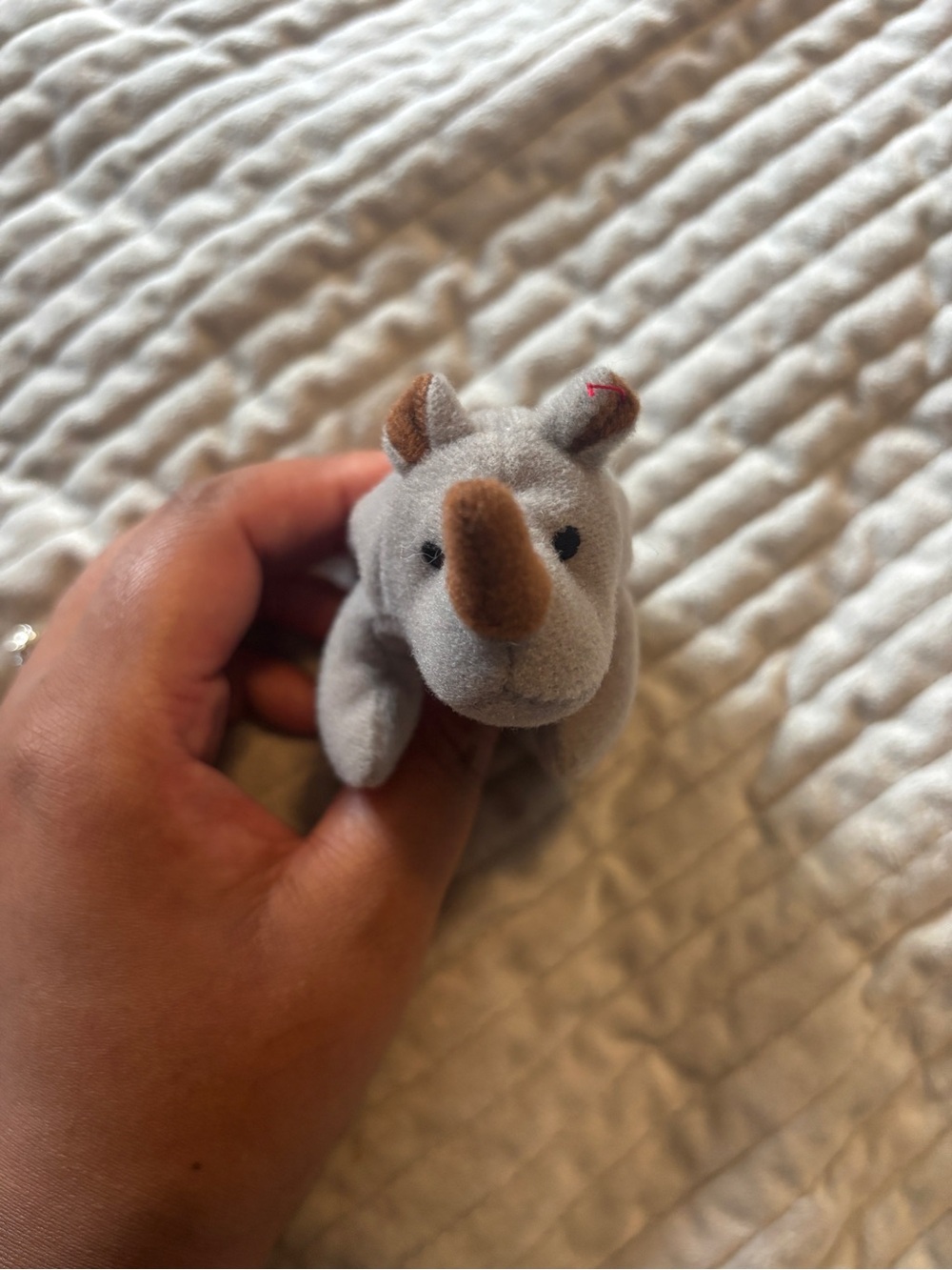 Ty Plush Gray Rhino with Brown Horn - Picture 3 of 3